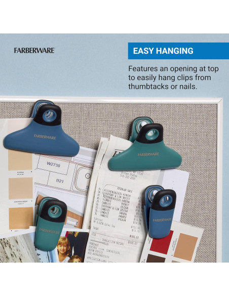 Juego de Clips para Bolsas FARBERWARE 4 Piezas Duraderos Azul Verde