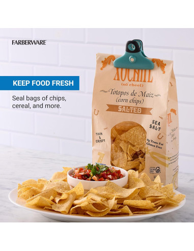 Juego de Clips para Bolsas FARBERWARE 4 Piezas Duraderos Azul Verde