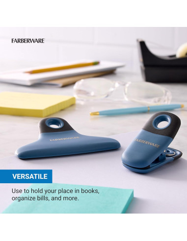 Juego de Clips para Bolsas FARBERWARE 4 Piezas Duraderos Azul Verde