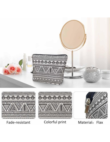 Bolsa de Maquillaje Kalygon Azteca Africana 23x18cm Lino