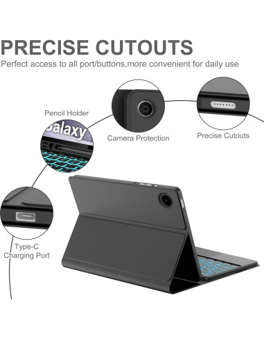 Funda Teclado Bluetooth Samsung Galaxy Tab A9 Plus 11" - Negro