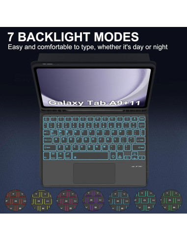 Funda Teclado Bluetooth Samsung Galaxy Tab A9 Plus 11" - Negro