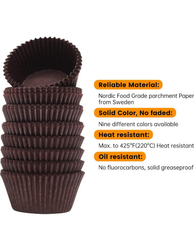 200 Forros de Cupcake Bake Choice Marrones Estándar 5cm