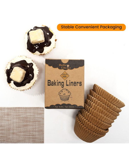200 Forros de Cupcake Bake Choice Marrones Estándar 5cm