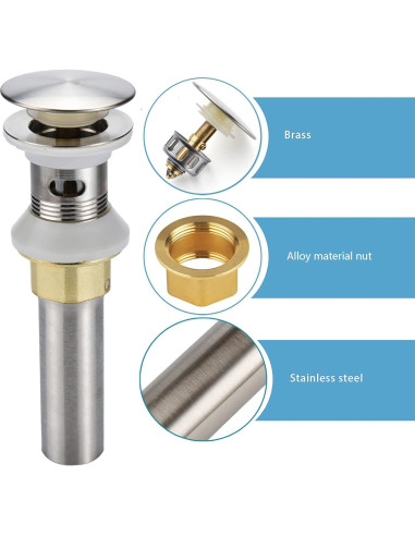 Desagüe de Lavabo Rockgoya Niquelado Cepillado 3.05cm