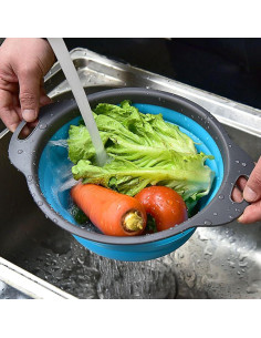 Set de Coladores Colapsables de Silicona WHZHAOCAI Azul 30cm 2