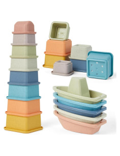 Juguetes de baño para bebés AMCHSURI 13PCS tazas y barcos