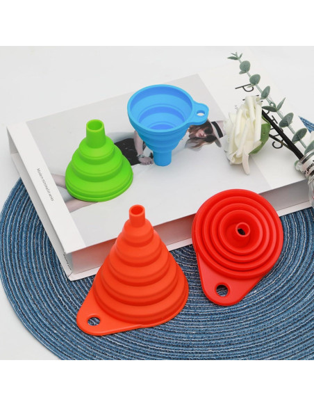Embudo Plegable de Silicona Anphly 4 Piezas para Líquidos