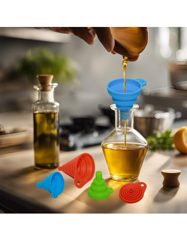 Embudo Plegable de Silicona Anphly 4 Piezas para Líquidos