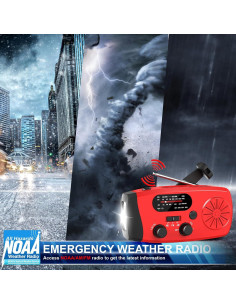 Radio de Manivela de Emergencia BGUS 14800mWh AM/FM NOAA 2