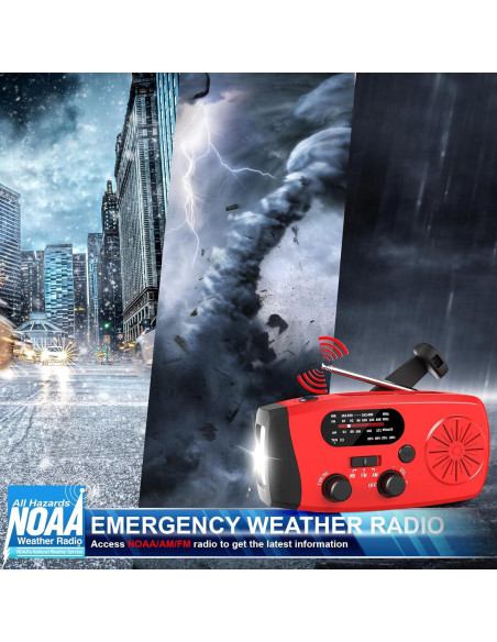 Radio de Manivela de Emergencia BGUS 14800mWh AM/FM NOAA