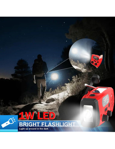 Radio de Manivela de Emergencia BGUS 14800mWh AM/FM NOAA