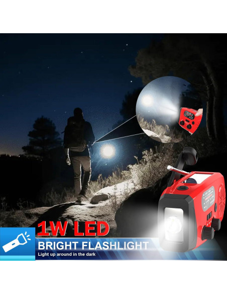 Radio de Manivela de Emergencia BGUS 14800mWh AM/FM NOAA