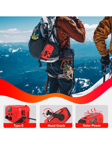 Radio de Manivela de Emergencia BGUS 14800mWh AM/FM NOAA