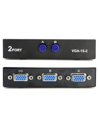 Interruptor VGA 2 en 1 Pasow para PC y Monitor - Negro