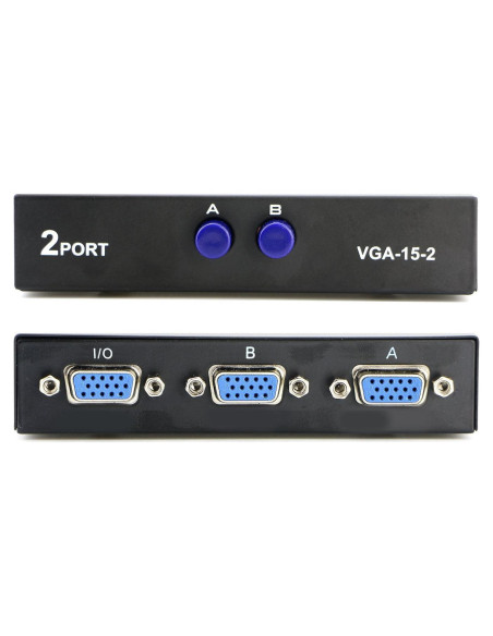 Interruptor VGA 2 en 1 Pasow para PC y Monitor - Negro