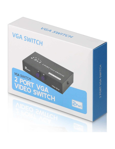 Interruptor VGA 2 en 1 Pasow para PC y Monitor - Negro