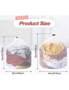 Bolsas de Lavandería de Malla Mozeat Lens 2 Pcs 30x40cm y 40x50cm 2