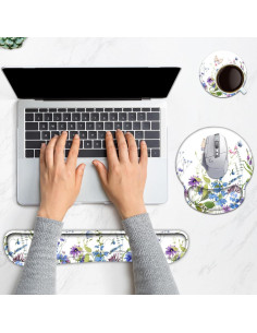 Reposamuñecas ergonómico Lauspuck con alfombrilla floral blanca 2