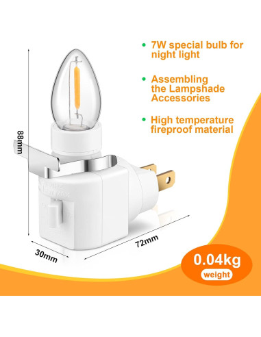 Reginary 8 Bases de Luz Nocturna Enchufables 360 Blancas