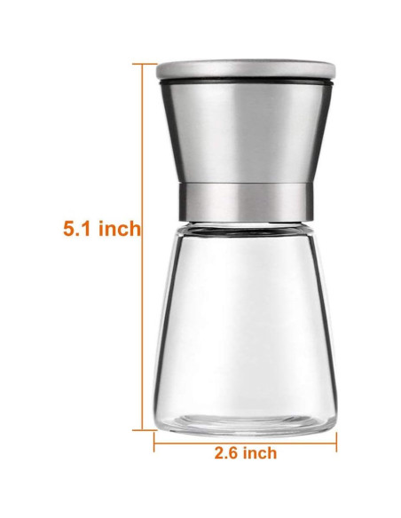 Juego de Molinillos de Sal y Pimienta Yugefom - Vidrio y Acero Inoxidable