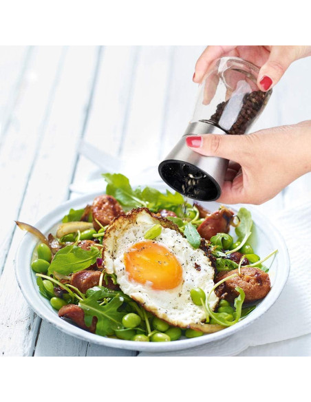 Juego de Molinillos de Sal y Pimienta Yugefom - Vidrio y Acero Inoxidable