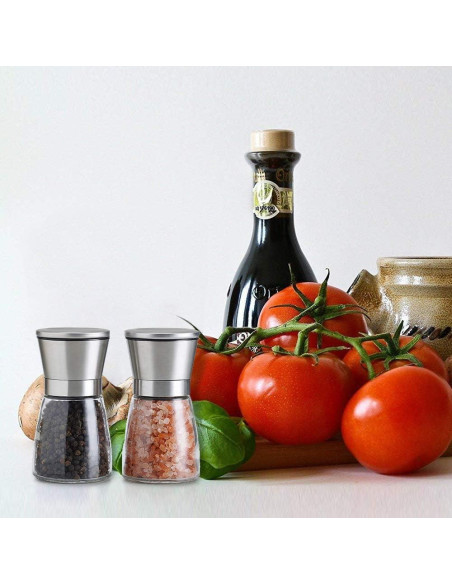 Juego de Molinillos de Sal y Pimienta Yugefom - Vidrio y Acero Inoxidable