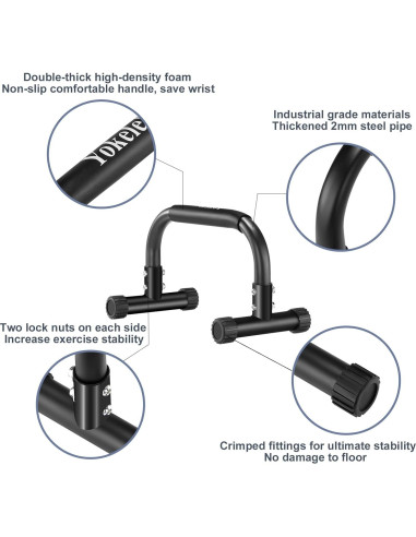 Barra de Flexiones Yokele 24.13 cm Antideslizante para Calistenia