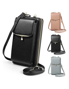 Bolso cruzado para celular YICHEEY negro con ranuras para tarjetas