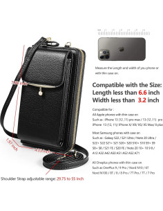 Bolso cruzado para celular YICHEEY negro con ranuras para tarjetas 2