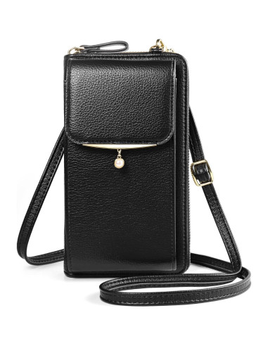 Bolso cruzado para celular YICHEEY negro con ranuras para tarjetas