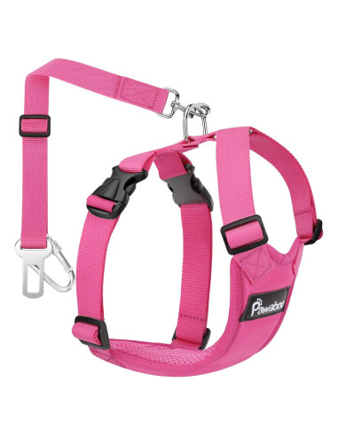 Arnés de Seguridad Pawaboo para Perros y Gatos, Grande, Rojo