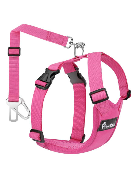 Arnés de Seguridad Pawaboo para Perros y Gatos, Grande, Rojo