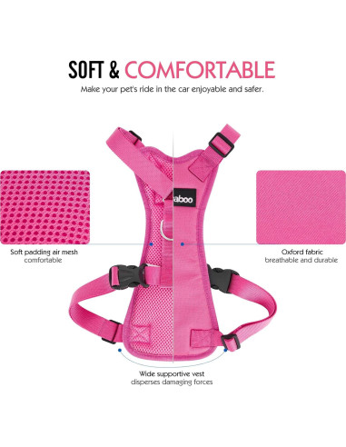 Arnés de Seguridad Pawaboo para Perros y Gatos, Grande, Rojo