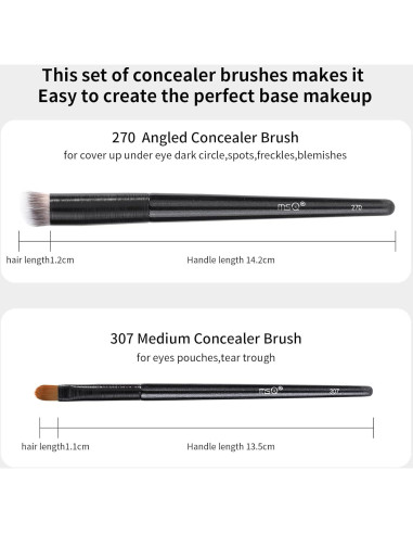 Set de Brochas de Corrector MSQ - 2 Piezas Anguladas Negro