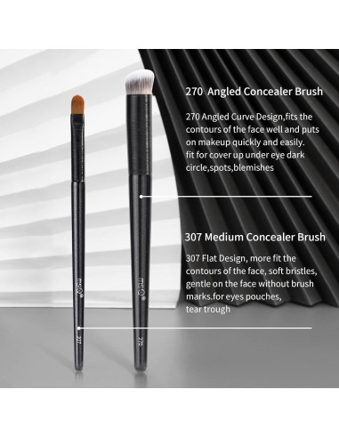 Set de Brochas de Corrector MSQ - 2 Piezas Anguladas Negro