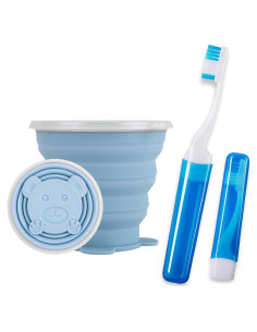 Estuche de Cepillo de Dientes de Viaje Vporui Azul Plegable