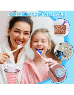 Estuche de Cepillo de Dientes de Viaje Vporui Azul Plegable 2