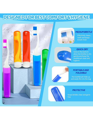 Estuche de Cepillo de Dientes de Viaje Vporui Azul Plegable