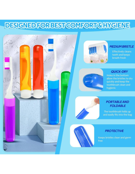Estuche de Cepillo de Dientes de Viaje Vporui Azul Plegable