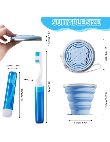 Estuche de Cepillo de Dientes de Viaje Vporui Azul Plegable