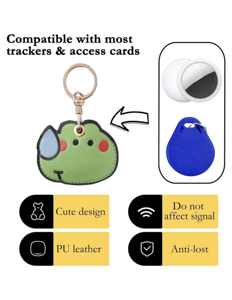 Funda de cuero para AirTag WZGO Rana - Protección ligera y divertida
