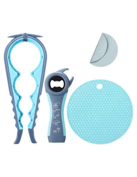 Abrebotellas 5 en 1 HenSan Azul Claro para Manos Débiles