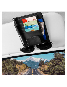 Organizador de Visera Solar Aturmon para Coche Negro - 5 Bolsillos