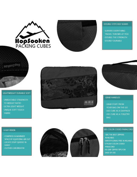Set de 5 Cubos de Empaque Hopsooken para Viaje Negro