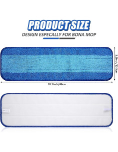 4 Almohadillas de Microfibra Gandeer para Mop Bona 45.7x13.5cm 2