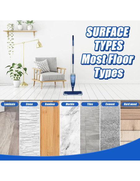 4 Almohadillas de Microfibra Gandeer para Mop Bona 45.7x13.5cm