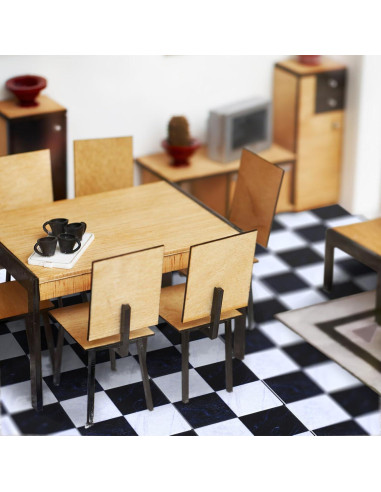 Suelo de Casa de Muñecas DOITOOL 27PCS Madera Natural