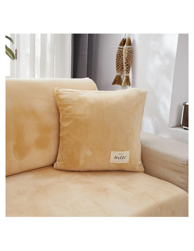 Funda de Almohada Cuadrada EURHOWING Terciopelo Beige 45x45cm