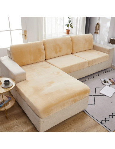 Funda de Almohada Cuadrada EURHOWING Terciopelo Beige 45x45cm